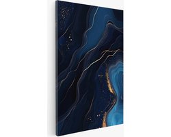 Saammp Canvas Schilderij - Marmer - Donkerblauw - Turqoise - Abstract kunstwerk - 40x50 - Foto op canvas - Wanddecoratie - Muurdecoratie Woonkamer - Slaapkamer decoratie - Canvas Print