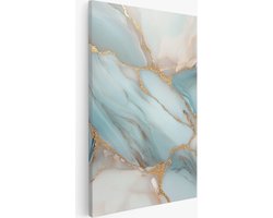 Saammp Canvas Schilderij - Marmer - Turqoise goud - Abstract kunstwerk - 100x150 - Foto op canvas - Wanddecoratie - Muurdecoratie Woonkamer - Slaapkamer decoratie - Canvas Print