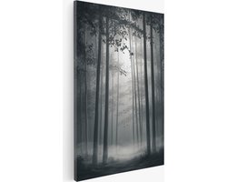 Saammp Canvas Schilderij - Mistig bos - Natuur - Bloemen - 50x70 - Foto op canvas - Wanddecoratie - Muurdecoratie Woonkamer - Kantoor Decoratie
