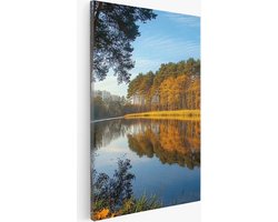 Saammp Canvas Schilderij - Natuur - Bos met mist - Herst - landschappen - 100x150 - Foto op canvas - Wanddecoratie - Muurdecoratie Woonkamer - Slaapkamer decoratie - Canvas Print