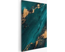 Saammp Canvas Schilderij - Turqoise Goud marmer - Abstract - 30x45 - Foto op canvas - Wanddecoratie - Muurdecoratie Woonkamer - Slaapkamer decoratie - Canvas Print