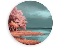 Saammp Forex Muurcirkel - Abstract kunstwerk - botanisch - Landschap - Natuur - Ø 30 - Wandcirkel - Wanddecoratie Cirkel - Muurdecoratie Woonkamer - Slaapkamer decoratie - Rond Schilderij