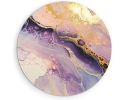 Saammp Forex Muurcirkel - Marmer - Paars - Abstract kunstwerk - Ø 30 - Wandcirkel - Wanddecoratie Cirkel - Muurdecoratie Woonkamer - Slaapkamer decoratie - Rond Schilderij