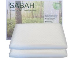 Sabah Natuur Rubber | Set van 2 Kussens | Latex Hoofdkussen | 100% Natuurproduct | Medium | Ondersteunend | Ventilerend | 40x70 cm | 2 Stuks
