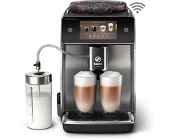 Saeco GranAroma Deluxe - Espressomachine - 18 Dranken met melksysteem - Groot scherm - Slim & verbonden - Volautomatisch - Koffiemachine met bonen + AquaClean filter - Metaal/Zwart (SM6685/00)