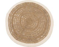 Safaary - Bazar Bizar zeegras Rond Tapijt Naturel Wit Ø100