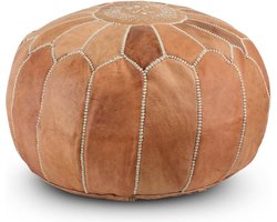 Safaary - Marokkaanse Poef Leer Licht Natural Rond