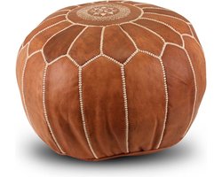 Safaary - Marokkaanse Poef Leer Natural Rond