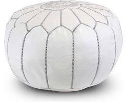Safaary - Marokkaanse Poef Leer Wit Rond