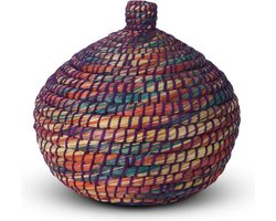Safaary - Opbergmand met Deksel van Zeegras Fuchsia Basket