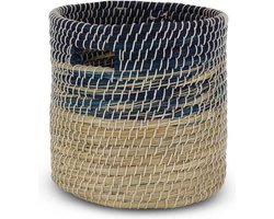 Safaary - Rieten Mand van Zeegras Blauw-Naturel