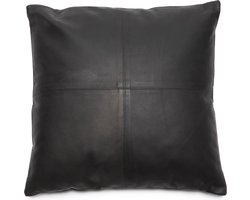 Safaary - The Four Panel Leather Cushion Cover - Black - 40x40