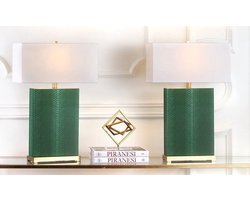 Safavieh metalen lampen - donkergroen leder 20x45x70 cm - set van 2 - modern design