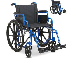 Safe Age® Rolstoel - opvouwbaar lichtgewicht met afneembare voetsteunen - inklapbare armleuningen