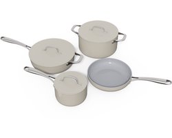 Safecourt Kitchen 7-delige Keramische Pannenset - Inductie, Elektrisch, Keramisch & Gas - PFAS & PTFE vrij