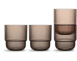 Sagaform Billi rPet waterglas set van 4 40cl bruin