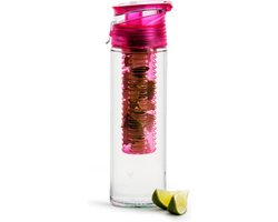 Sagaform Drink Fles Voor Fruit Met Vergrendelde Deksel, Roze