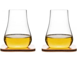 Sagaform set van 2 whiskey proef glazen met onderzetter