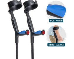 SageCare® Inklapbare Elleboogkrukken (Set van 2) – Lichtgewicht Verstelbare Loopkrukken voor Volwassenen – Snel Inklapbaar Zonder Knoppen – Ergonomische Softgrip (Gel) Handvatten & Reflector – Zwart – Ideaal voor Revalidatie