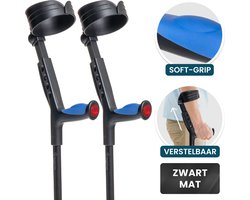 SageCare® Inklapbare Elleboogkrukken (Set van 2) voor volwassenen – Lichtgewicht Verstelbare Loopkrukken – Snel Inklapbaar Zonder Knoppen – Ergonomische Softgrip Handvatten & Reflector – Mat Zwart – Ideaal voor Revalidatie