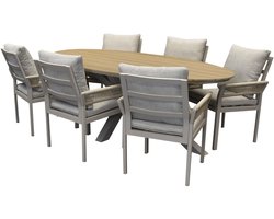 Saigon Salvador dining tuinset ovaal 220x115xH75 cm 7 delig polywood zand