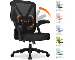 Saikefy Bureaustoel - Ergonomische Bureaustoel - Bureaustoelen voor Volwassenen - Office Chair - Kantoorstoel - Lendensteun - Opklapbare Armleuningen - Zwart