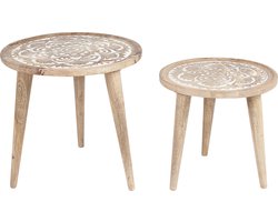 SAKITA - Bijzettafel set van 2 - Lichte houtkleur - Mangohout