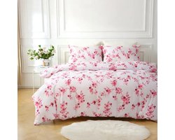 Sakura Blossom Dekbedovertrek - Eenpersoons - 140x200 cm - Japanse Kersenbloesem - Roze / Wit - Easy-Care