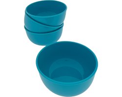 Salade schaaltjes kunststof Kommen - 4-delig - Ø 13 x 6 cm - 400 ml - Blauw