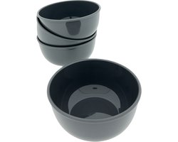 Salade schaaltjes kunststof Kommen - 4-delig - Ø 13 x 6 cm - 400 ml - Grijs