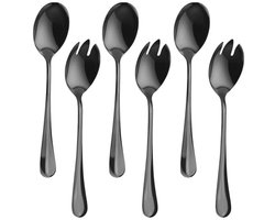 Saladebestek Set van 6 - Roestvrij Staal, Vaatwasmachinebestendig, Voor Salades, Pasta en Desserts
