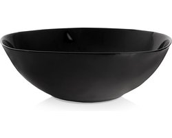 Saladekom Glas Zwart LUNA 25 cm, 2 l - Kom voor Salade - Schaal - Saladeschaal - Serveerschaal - Mengkommen