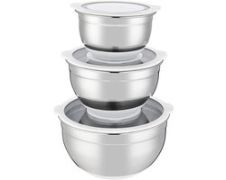 Saladekomset - ARTHUR MARTIN - AM486 - 16-20-24 cm - Luchtdichte deksels - Roestvrij staal - Antislip siliconen bodem