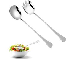 Saladesbestek van roestvrij staal, set – 2-delig, 20 cm lang roestvrij, vaatwasmachinebestendig, hoogwaardig en duurzaam – Ideaal voor