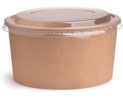 Saladeschaal met deksel - Meeneemkom Kraft - Lunch meenemen - Recyclebaar materiaal - 1000 ml - Bruin