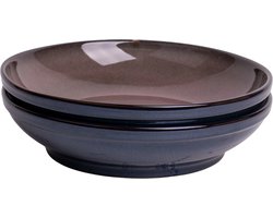 Saladeschaal set van 2 - 27,5 cm - Vila Nova - blauw met roze - Portugees stoneware