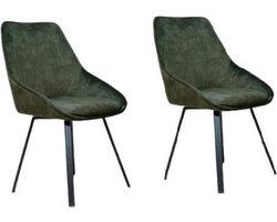 SALE !! 1x Eetkamerstoel / Stoel Don (draaibaar) - Adore Dark Green (Donker Groen) - Zwart metaal onderstel