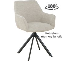 SALE! 1x Eetkamerstoel - Stoelen - Isco - Draaibaar - Boucle - Stof - Grijs - Zwart stalen poot