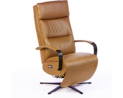 Salerno Relaxfauteuil Elektrisch Verstelbaar met Accu - Optimaal Zitcomfort - Nosagvering voor extra Ontspanning - Relax Fauteuil - Relaxstoel met Armleuning - Cognac