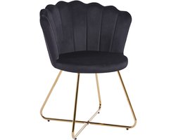 SalesFever Fluwelen schelpstoel | Set van 2 | Poten chroom goudkleurig | B 69,5 x D 66 x H 85 cm | zwart