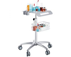 Salonkar en kappers trolley - Medische instrumentenwagen/roltafel op wielen - Hoogteverstelbaar 68-109 cm - Metalen constructie - Voor kliniek, laboratorium en kapsalon