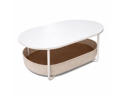 Salontafel 100x55x45 cm - wit en beige