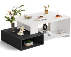 Salontafel 108x60x36 cm – Wit – Met Opbergruimte – Retro Design – Stevig MDF – Eenvoudige Montage