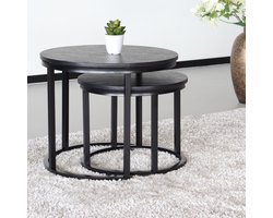 Salontafel 2 delig rond Rutger industrieel bijzettafel MDF side table