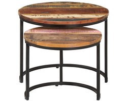 Salontafel | 2-delige Tafeltjesset massief gerecycled hout