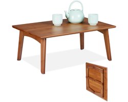 salontafel - 25 x 60 x 40 cm - inklapbaar - bamboe - walnootlook