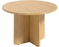 Salontafel 66 × 66 × 45cm houtkleur bamboe woonkamer tafel ronde tafel koffietafel eettafel eenvoudig ontwerp praktisch en mooi eenvoudig te reinigen stabiel en duurzaam geschikt voor woonkamer slaapkamer en eetkamer