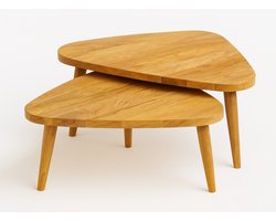 Salontafel Alberto driehoekig set van 2 mangohout - 85 x 85 x 42 cm