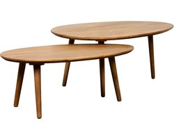 Salontafel Ales - Mangohout - Naturel - 98 x 42 x 64 cm (BxHxD) - Set van 2 - Organische vormen