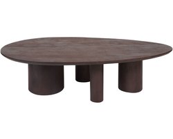 Salontafel Amir 140 x 80 cm - Espresso Mangohout - Organische Salontafel met Kiezelvormig Blad